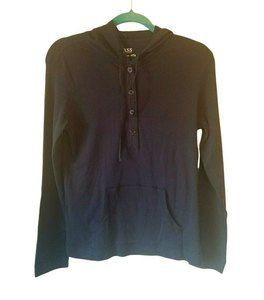 G.H. Bass & Co. Women's Small Long Sleeve Hooded T-Shirt Navy Blue Top Pocket